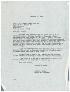 Letter on behalf of the Creek County Board of Commissioners from Congressman James R. Jones to the ACTION Region VI Grant Officer regarding the possible discontinuation of the Sapulpa Neighborhood Action Association, 1984-01-18