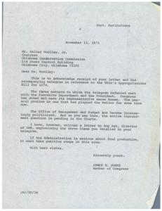 Letter from Congressman James R. Jones to the Chairman of the Oklahoma Conservation Commission, 1973-11-13