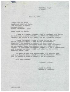 Letter from Judge Loys Criswell to Congressman James R. Jones, 1974-03-20