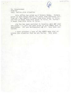 Correspondence regarding wiring up [meaning of this phrase is unknown] farmers around the state of Oklahoma, 1974-06-03