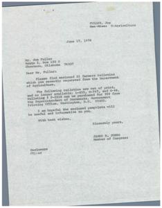 Correspondence regarding a constituent&#39;s request for United States Department of Agriculture Farmers Bulletins, 1974-03-29