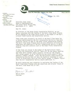 Letter from the Chairman of the Grady County Conservation District to Congressman James R. Jones regarding the funding of the Rural Clean Water Program, 1979-10-10