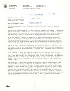 Correspondence between Congressman James R. Jones, a constituent, and the Deputy Administrator of Program Planning and Development for the USDA regarding farm programs, 1981-12-16