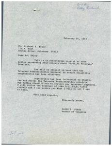 Esley concerned about cuts to Disabled Veterans&#39; Pensions, seeks protection., 1973-02-24