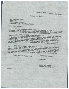 Request for support of HR 1039, updates on military retiree benefits., 1974-03-19