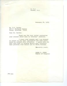 Mr. Bordon expresses concern about veterans&#39; pension cuts, urges action., 1973-02-24