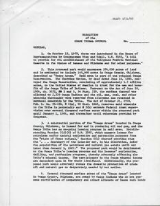 ["The Osage Tribal Council resolution opposes H.R. 5592, which would establish the Tallgrass Carl Albert Prairie National Reserve in Kansas and Oklahoma. The resolution states that the proposed park would negatively impact the Osage Tribe's leasing program for oil and gas exploration, as well as the livelihood of those dependent on mineral income. It also argues that the cattlemen in the Osage County area are best suited for the preservation of the Tallgrass Carl Albert prairie, and raises concerns about the Corps of Engineers' projects subordinating a significant portion of the Osage Mineral Estate. The resolution requests that the Secretary of the Interior and members of Congress Carl Albert oppose the establishment of the reserve."]