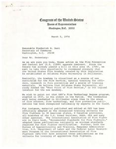 Recommendation for United States Fire Academy at Oklahoma State University, 1974-01-01