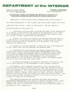 Empowering Indian Communities: The Indian Financing Act of 1974, 1974-04-22