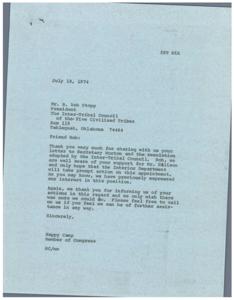 Resolution for the Appointment of Thomas J. Ellison as Area Director: Inter-Tribal Council of the Five Civilized Tribes, 1974-07-16
