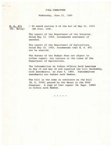 Review and Consideration of H.R. 471 to Amend Act of May 31, 1933: Committee Meeting Minutes from June 11, 1969, 1969-06-11