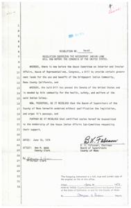 Resolution No. 74-60: Endorsement for the Bridgeport Indian Land Bill by the Board of Supervisors of the County of Mono, 1974, 1974-06-18