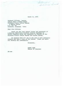 Correspondence Regarding Nettie Standing&#39;s Handbag Exhibition at the Southern Plains Indian Museum and Crafts Center, 1967-01-01 - 1974-12-31