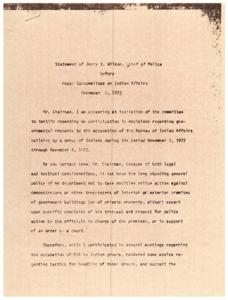 ["The General Counsel of the General Services Administration testified before the House Committee on Interior and Insular Affairs regarding the recent occupation of the Bureau of Indian Affairs (BIA) Building by a group of Indians known as the Trail of Broken Treaties. He explained that the GSA is responsible for maintaining, operating, and protecting Federal buildings and other property, and for appointing special policemen to enforce laws on Federal property. He stated that the GSA had been assisting the Department of the Interior in planning for the proposed demonstration of the Trail of Broken Treaties, but that at no time was there any indication that the Indians' visit would be anything but orderly. He noted that the GSA had deployed additional officers in and around the BIA Building and had maintained a 24-hour standby force of Federal Protective Officers in the Interior Department Auditorium, but that no request had been made to evict or arrest the demonstrators who had begun to enter the main part of the BIA Building. He stated that"]