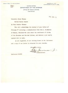 Correspondence Regarding Settlement of Cherokee and Choctaw Indian Claims, 1936, 1935-12-02