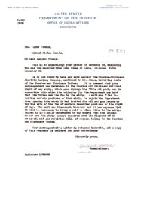 Correspondence Regarding Land Dispute Involving Choctaw and Chickasaw Tribes and the Choctaw-Chickasaw Electric Railway Company, 1936-12-22