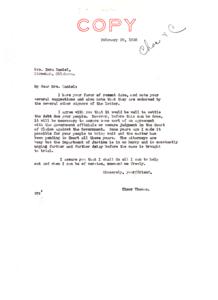 Correspondence between Elmer Thomas and Mrs. Zora Daniel Regarding Debt Settlement for Native American Community, 1936-02-29