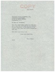 Elmer Thomas&#39;s Letter to William Zimmerman Regarding Indian Reorganization Act Election Results, 1935-01-01 - 1936-12-31
