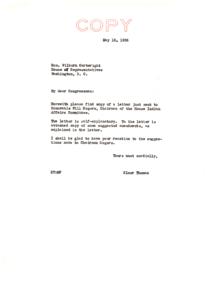 Letter from Elmer Thomas to Wilburn Cartwright Regarding Proposed Amendments for House Indian Affairs Committee, 1936-05-15