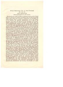 1930s Joint Resolution on Appropriating Funds for Relief Purposes and Employment Increase, 1930-01-01 - 1930-12-31