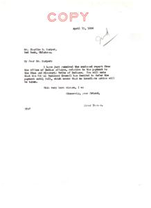 Correspondence Regarding Deferred Payment to Otoe and Missouria Tribe of Indians in 1936, 1936-03-30