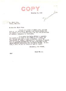 Correspondences regarding the Seminole Tribe&#39;s Request for Per Capita Payment in 1936, 1936-11-18