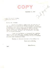 Correspondence between Charles E. Grounds and Senator Elmer Thomas Regarding Relief for the Seminole Tribe in 1936, 1936-09-17