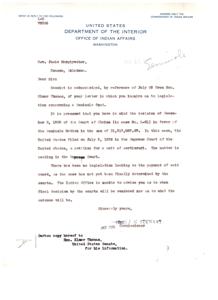Correspondence Regarding Seminole Fund Legislation, 1936-07-09
