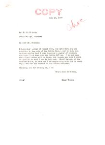 Correspondence Regarding the Controversial Sale of Indian Lands in 1937, 1937-07-16