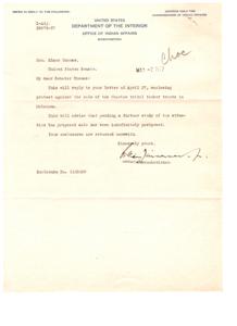 Correspondence Regarding the Sale of Choctaw Tribal Timber Tracts in Oklahoma, 1937, 1937-01-01 - 1937-12-31