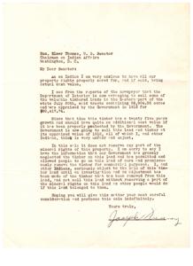 Letter to Senator Elmer Thomas Regarding the Sale of Indian Timber Lands, 1937-01-01 - 1937-12-31