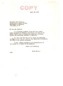 1937 Correspondence Regarding the Sale of Indian Timber Lands in Oklahoma, 1937-04-28