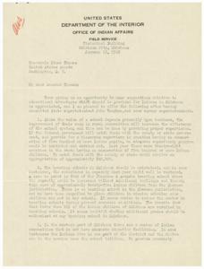 1935 Letter from Office of Indian Affairs Regarding Educational Advantages for Oklahoma Indians, 1935-01-18