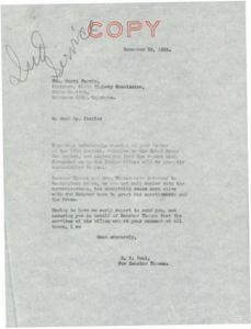 Communication Regarding the Grand River Dam Issue: A Letter to Honorable  Scott Ferris, 1935, 1935-11-29