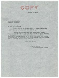 Correspondence between R. L. Whitcomb and Senator Almer Thomas concerning Indian Road Construction, 1945-01-01 - 1945-12-31