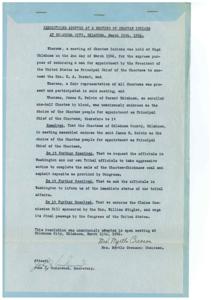 1946 Choctaw Indian Resolutions: Endorsement of New Principal Chief and Requests to U.S. Officials, 1946-01-01 - 1946-12-31