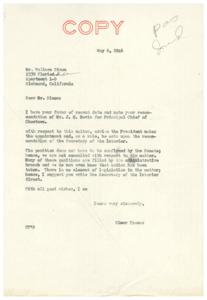 1946 Correspondence Regarding the Appointment of Choctaw Principal Chief, 1946-05-06