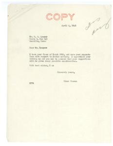 Correspondence Regarding Appointment of New Principal Chief for Choctaw Tribe, 1946-04-02