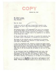Correspondence Regarding the Sale of Choctaw-Chickasaw Coal and Asphalt Deposits in 1946, 1946-01-26