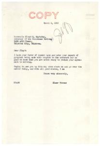 Correspondence Between Governor Floyd E. Maytubby and Senator Elmer Thomas Regarding Chickasaw Nation Matters, 1946, 1946-03-02