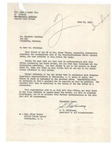 Correspondence Regarding the Sale of Choctew-Chickasaw Tribal Mineral Lands, 1946, 1946-03-27
