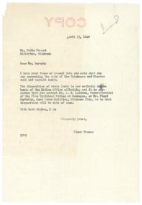 Correspondence Regarding the Sale of Chickasaw and Choctav Coal and Asphalt Lands, 1946-04-23