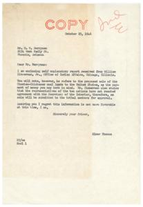 Correspondence Regarding the Proposed Sale of Choctaw-Chickasaw Coal Lands in 1946, 1946-10-23