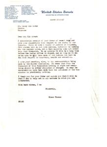 Letter from Elmer Thomas regarding Indian affairs, 1948-01-01 - 1950-12-31