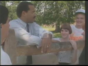 ["In a compelling 1990 presidential campaign TV ad, Republican candidate Ken Blackwell focused strictly on educational reform. Positioned in educational settings���������classrooms, school gyms, and in front of engaged audiences���������Blackwell confidently advocated for robust educational policies and leadership. He directly contrasted his robust educational initiatives against opponent Charlie Lucan's lesser achievements, emphasizing his commitment to putting \"Education First.\""]