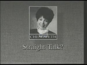 ["The political TV ad critiques Helen Chenoweth���������s salmon protection policies, depicting various scenarios where she addresses their impact in Idaho. Scenes repeatedly show her earnestly discussing the policies, while contrasting these discussions with negative environmental outcomes. The ad underlines the tension between Chenoweth's promises and the dire realities faced by Idaho's ecosystems."]