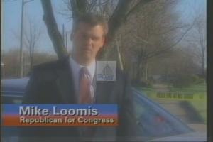 ["In the 1994 presidential campaign ad, Republican candidate Mike Loomis addresses the nation with a somber tone. The ad juxtaposes crime scene photos with scenes of Loomis promoting his job creation plan as a solution to crime, promising a fresh and effective perspective on tackling national issues."]