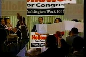 ["In the 1994 campaign ad for Democratic candidate Melvin Hollowell, John Conyers is depicted as frequently absent from critical votes in Congress, emphasizing the need for reliable and active representation in government. The ad highlights the importance of having committed congressional participation to better serve the community's needs."]