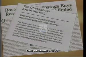 ["In the 1994 political TV advertisement for Republican candidate Rick Bennett, the focus is on John Baldacci's alleged ethics violations and problematic legislative attitude. The ad features scenes highlighting these issues with text overlays and images of Baldacci speaking at a podium, defending himself amidst public scrutiny and calling for change in Washington."]