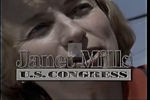 ["The 1994 presidential campaign ad for Democrat Janet Trafton Mills highlights her strong local connections and down-to-earth nature through repeated visuals of her engaging in outdoor activities like fishing by serene lakes and talking to community members in natural settings. The ad showcases her approachability, authenticity, and dedication, emphasizing her as a relatable and driven public servant deeply rooted in her community."]
